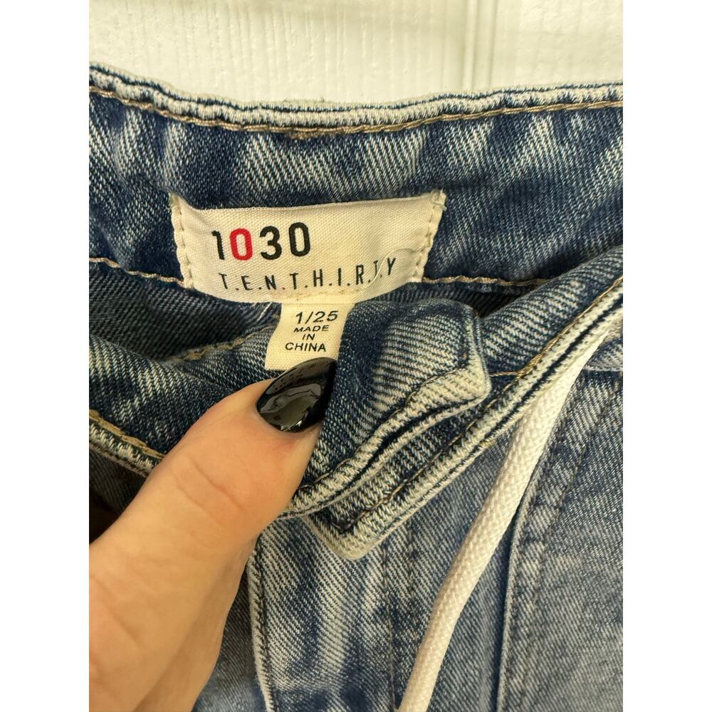 1030 cargo drawstring denim jeans waist 1/25 flat lay NWOT Retail $69 - Picture 9 of 10
